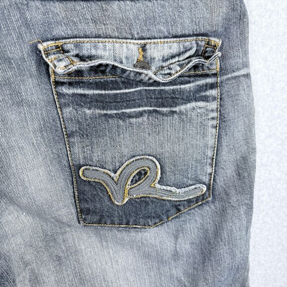 RocaWear Jean Shorts Men 38 Blue Med Wash Whiskering Wide Baggy Hip Hop Y2K - Picture 12 of 14